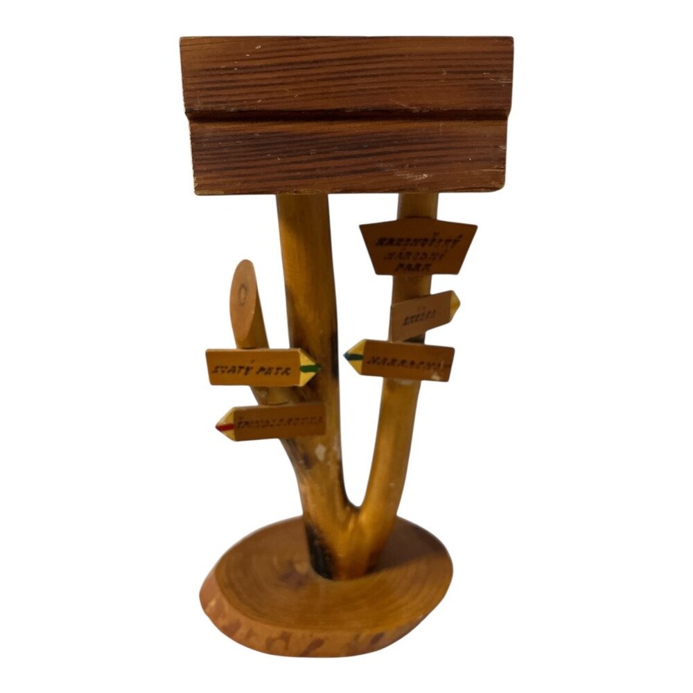 Vintage Czech Krkonoše Wooden Signpost Souvenir “Rozcestník” Vrchlabí Folk Art